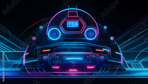 Abstract Control Tech with Colorful Neon Colored Energy Lines Generative AI Illustration