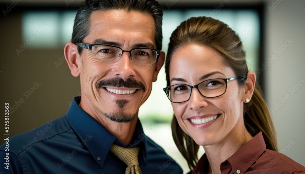Empowering Confidence and Relationship in the Workplace: Celebrating National Couple's Day with Diversity Inclusivity in the Industry with Hispanic Teacher Couple (generative AI