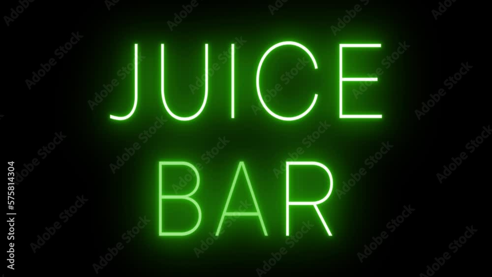 Flickering green retro neon sign glowing against a black background Flickering green retro neon sign glowing against a black background