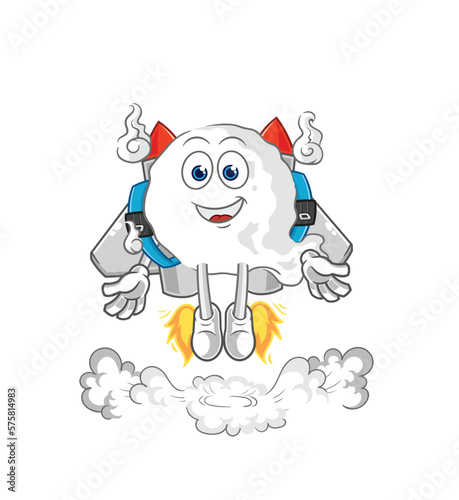 ghost with jetpack mascot. cartoon vector