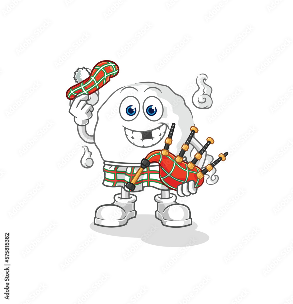 ghost scottish with bagpipes vector. cartoon character