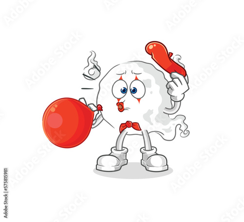 ghost pantomime blowing balloon. cartoon mascot vector