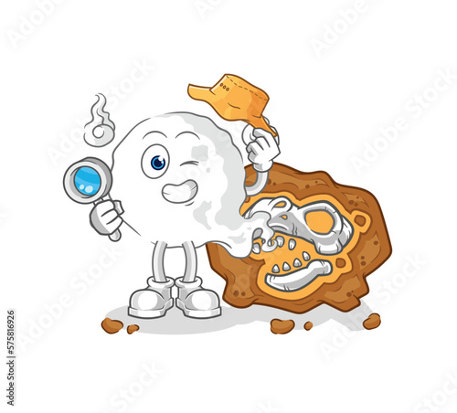 ghost archaeologists with fossils mascot. cartoon vector