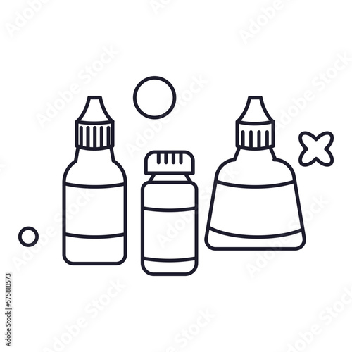 Eye drops Medical Object Outline 2D Illustration