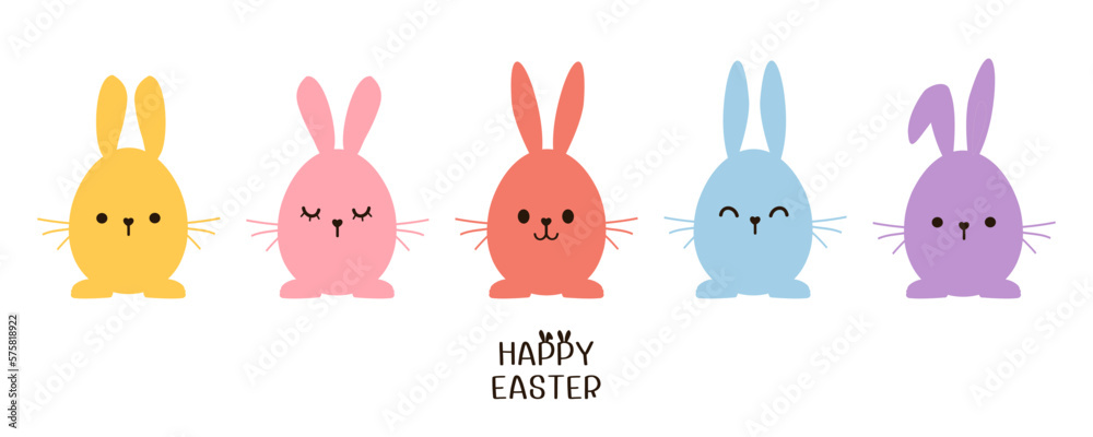Set of bunny rabbit cartoons and hand drawn fonts on white background vector illustration. Cute childish print. Set of bunny rabbit cartoons and hand drawn fonts on white background vector illustration. Cute childish print.