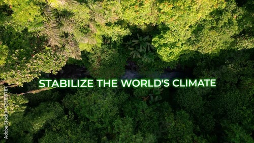 Stabilize the world Cimate Animation Text For A Motivational Video Title Over The Tropical Rainforest. - aerial, graphic photo