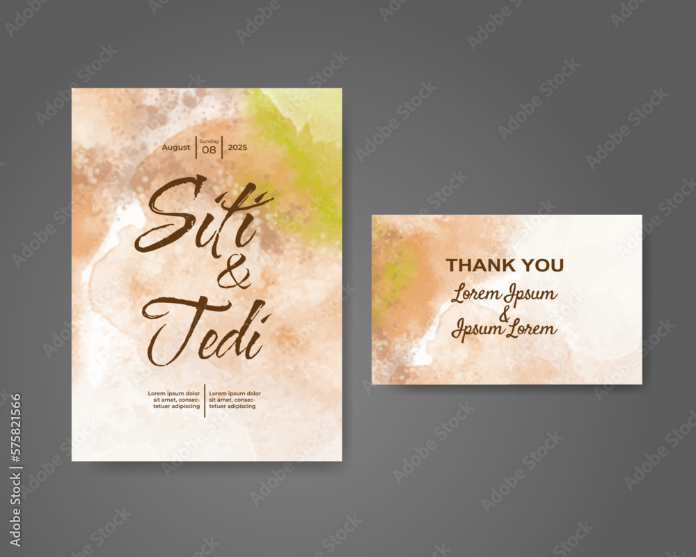 Wedding invitation with abstract watercolor background Wedding invitation with abstract watercolor background