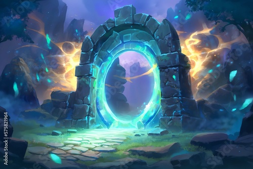 The ancient magic portal create with generative AI technology