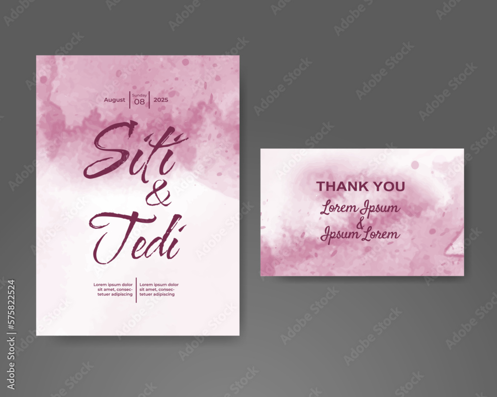 Wedding invitation with abstract watercolor background Wedding invitation with abstract watercolor background