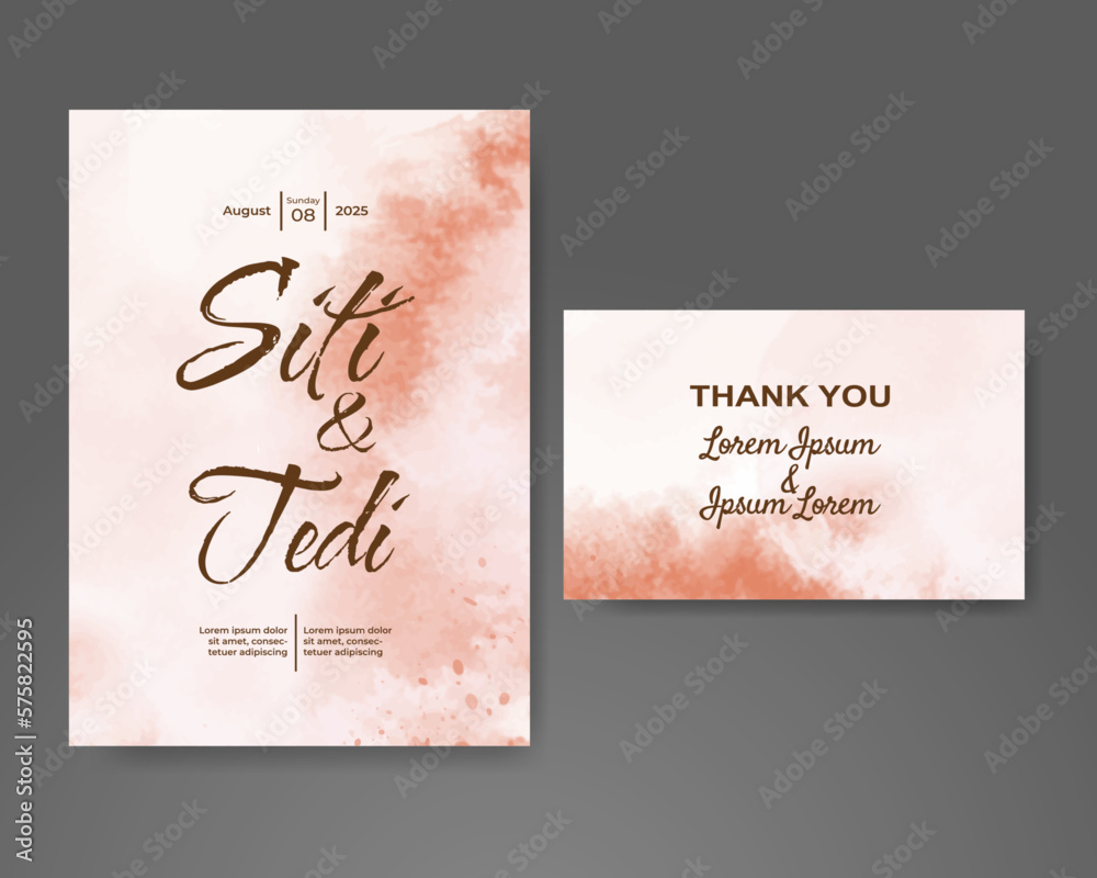 Wedding invitation with abstract watercolor background