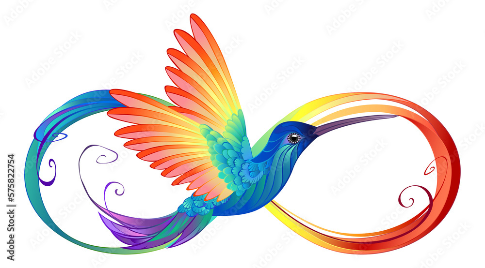 Obraz premium Rainbow Hummingbird with Infinity