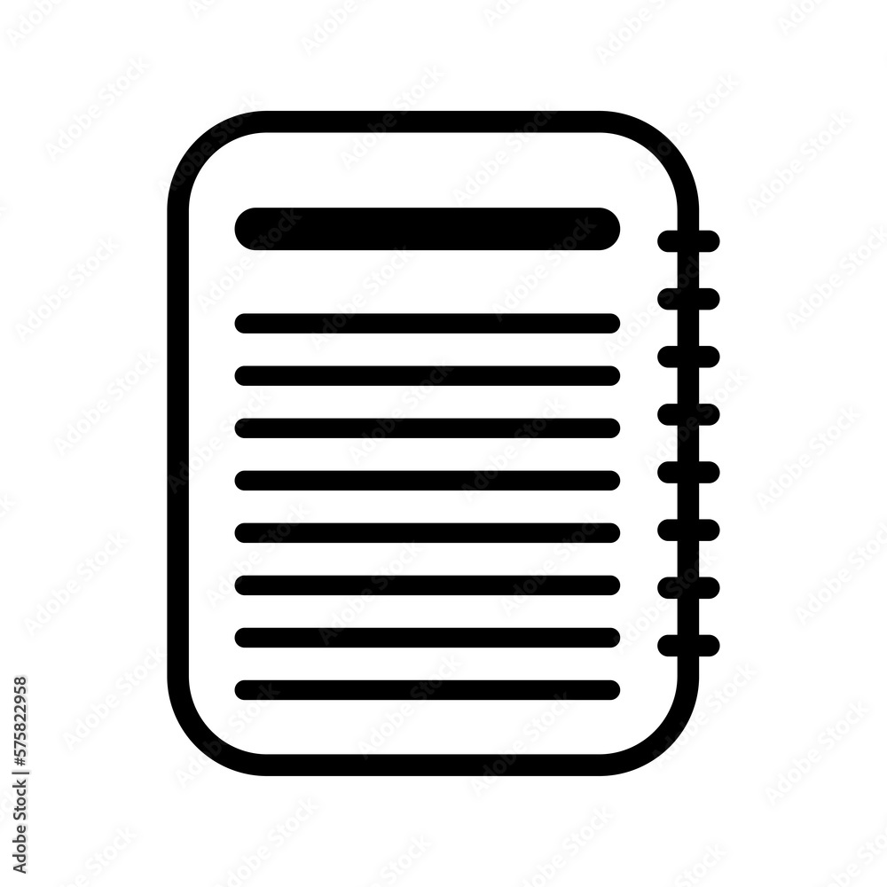 Content, document, paper icon. Black vector graphics.