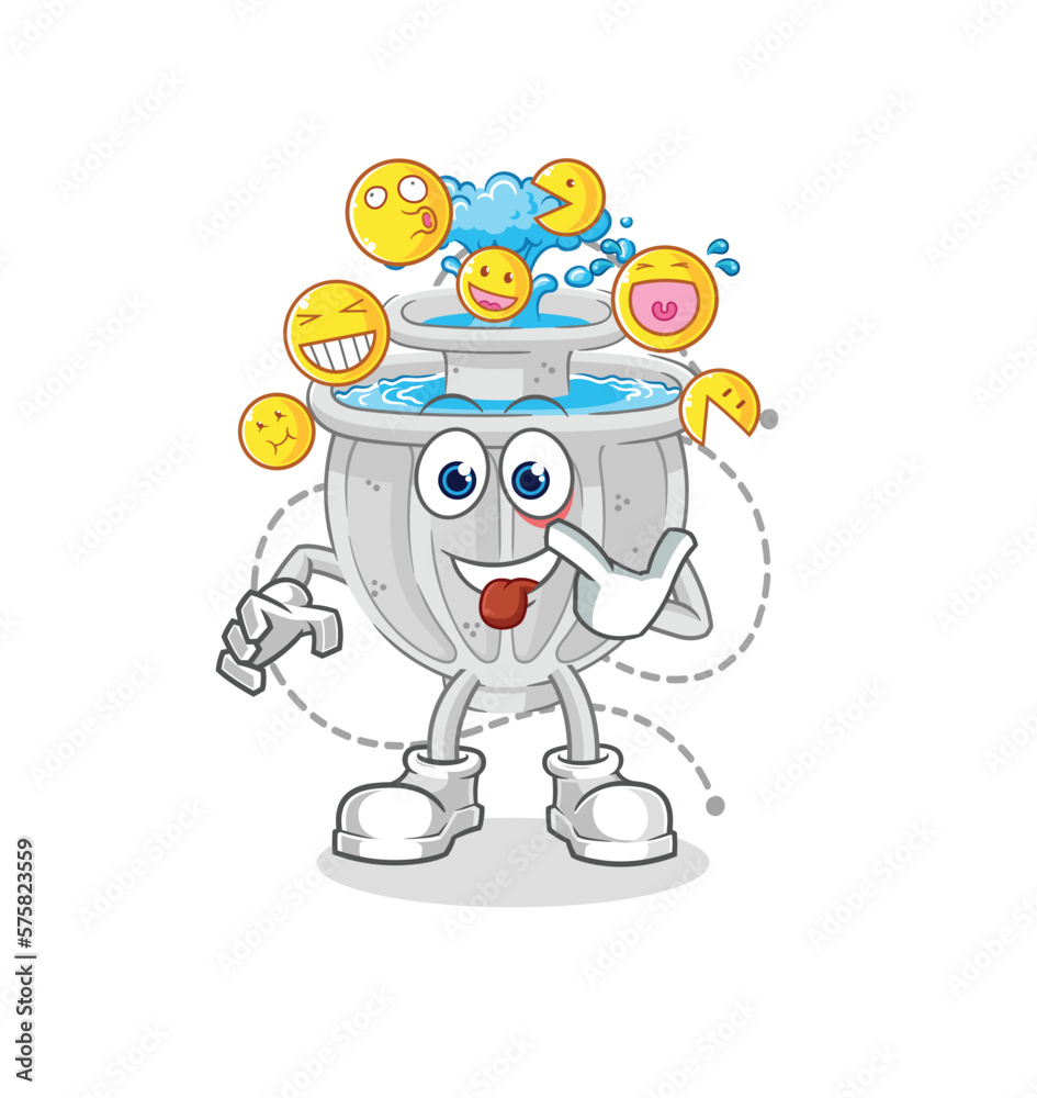water fountain laugh and mock character. cartoon mascot vector