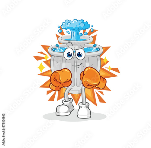 water fountain boxer character. cartoon mascot vector
