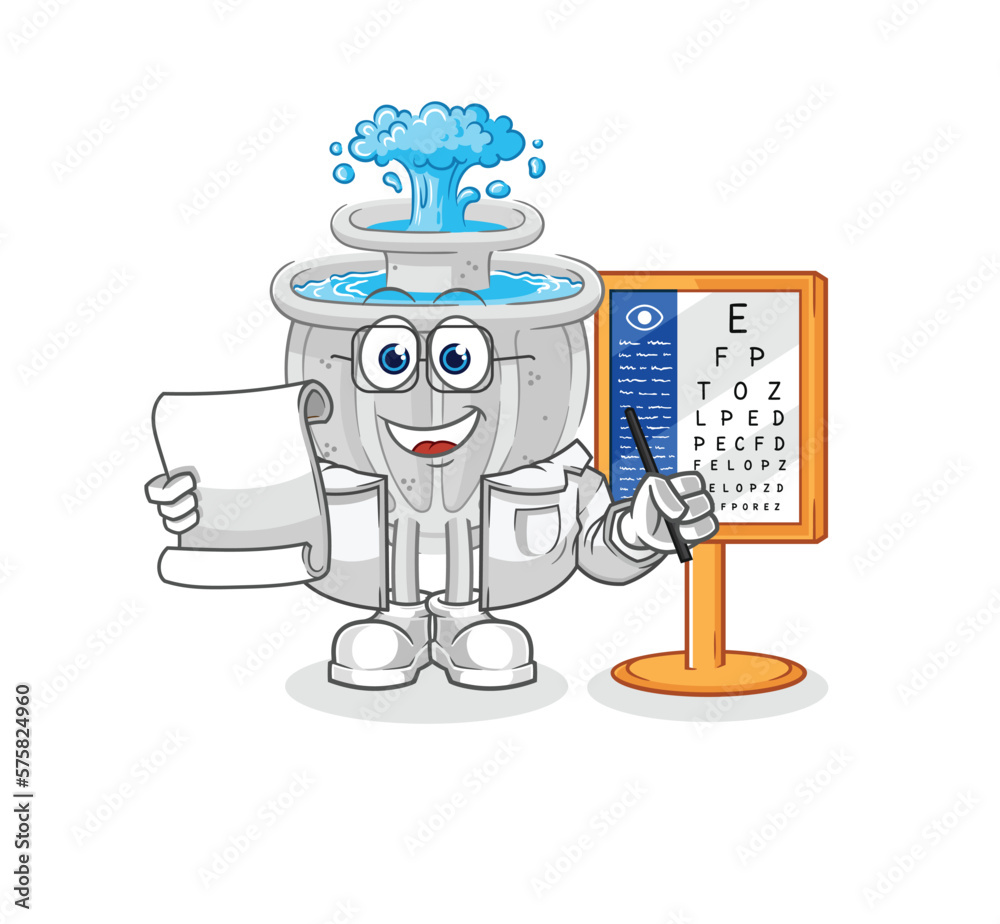 water fountain oculist cartoon. cartoon mascot vector water fountain oculist cartoon. cartoon mascot vector
