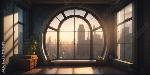 Room with big window at a building