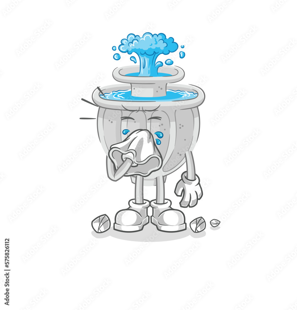 water fountain blowing nose character. cartoon mascot vector