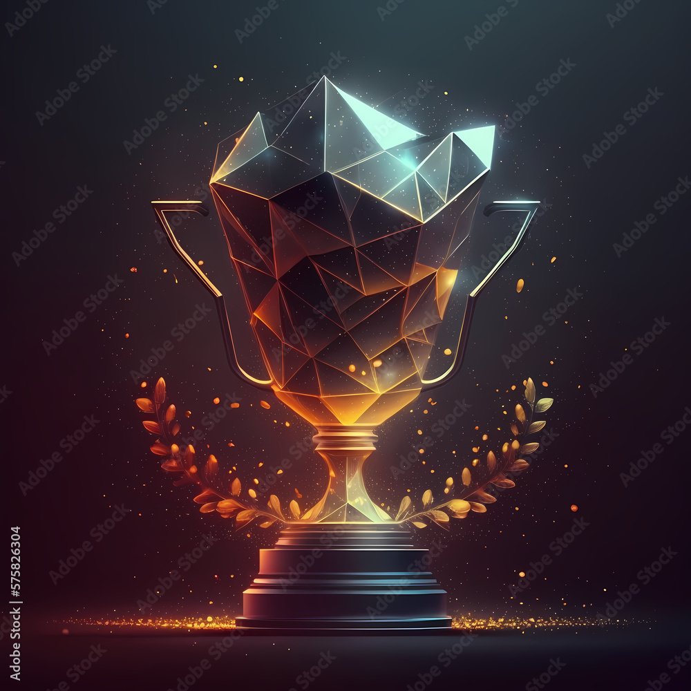 Trophy With Golden Lightning Victory Concept. Generative AI Trophy With Golden Lightning Victory Concept. Generative AI