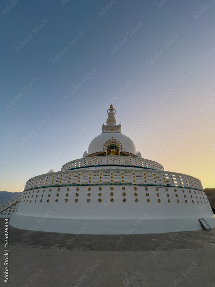 The Shanti Stupa monastery in Leh Ladakh, India