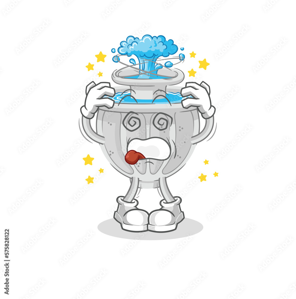 water fountain dizzy head mascot. cartoon vector water fountain dizzy head mascot. cartoon vector