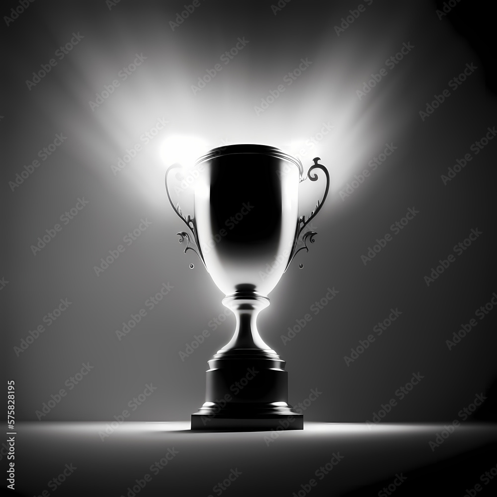 Champion Trophy On A Black Backgound. Generative AI Champion Trophy On A Black Backgound. Generative AI