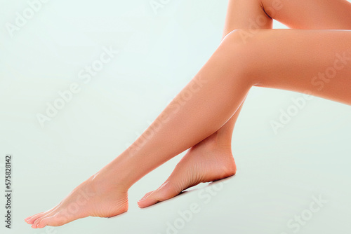 Long woman naked legs with smooth and clear skin