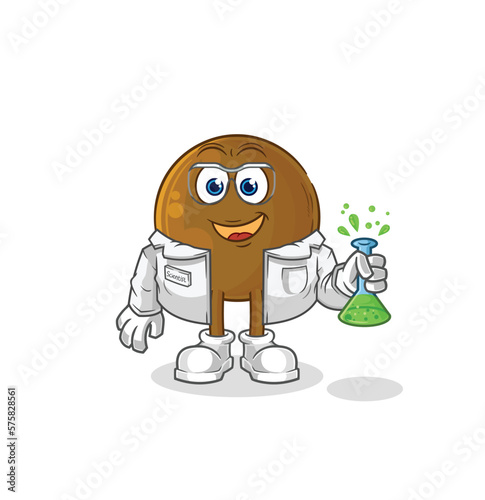 avocado stone scientist character. cartoon mascot vector