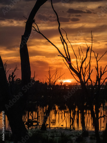 Sunset over Winton Wetlands in Victoria, Australia