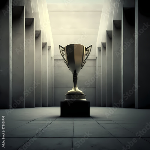 Trophy for winner-Success and achievement concept. Employee cup award theme. Generative AI