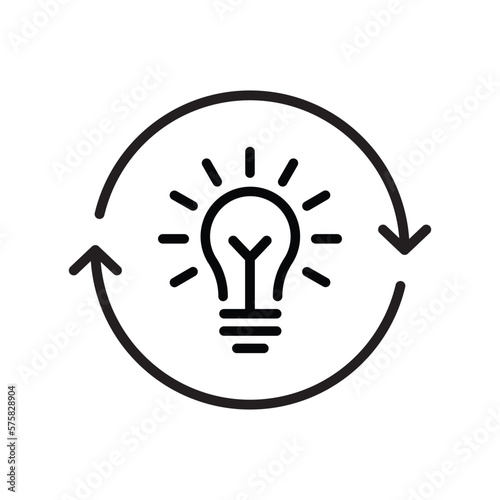 thin line light bulb and arrow like innovation