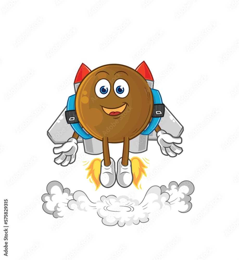 avocado stone with jetpack mascot. cartoon vector