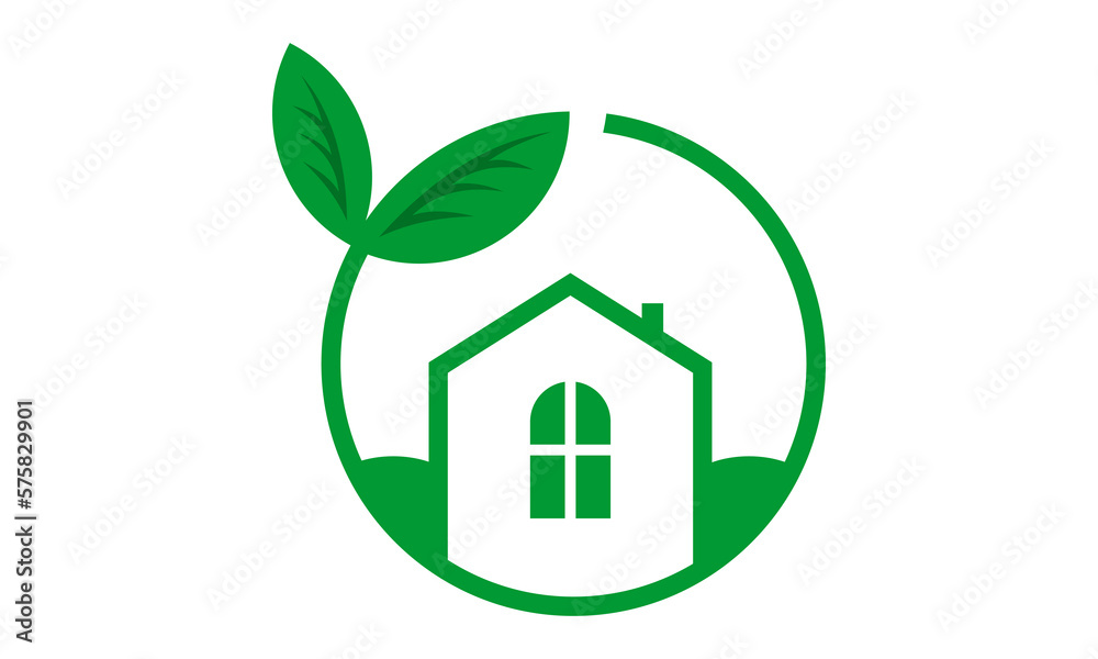 green house on circle leaf logo vector icon green house on circle leaf logo vector icon