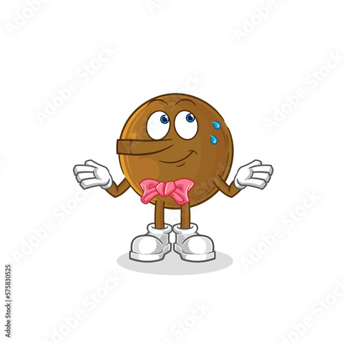 avocado stone lie like Pinocchio character. cartoon mascot vector