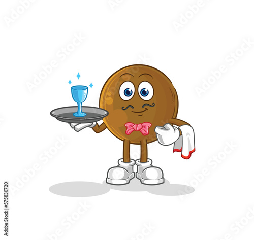 avocado stone waiter cartoon. cartoon mascot vector