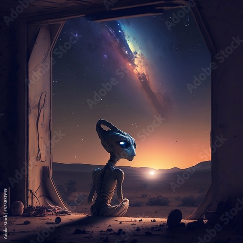 Title: an alien watching the end of the universe as the stars go out