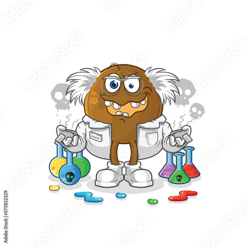 avocado stone mad scientist illustration. character vector