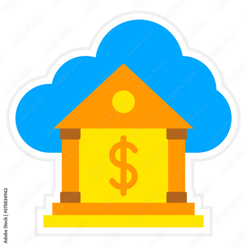 Cloud Banking Sticker Icon Cloud Banking Sticker Icon