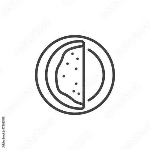 Fried eggs plate line icon