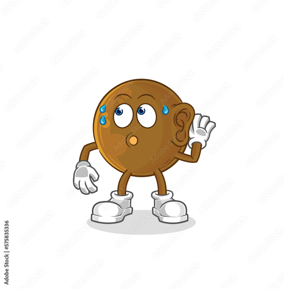 avocado stone eavesdropping vector. cartoon character avocado stone eavesdropping vector. cartoon character