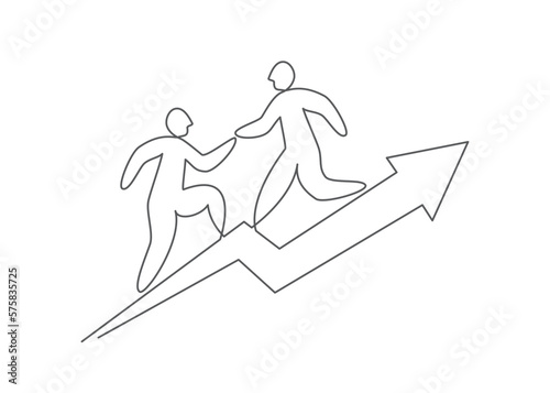 Teamwork One line drawing on white background