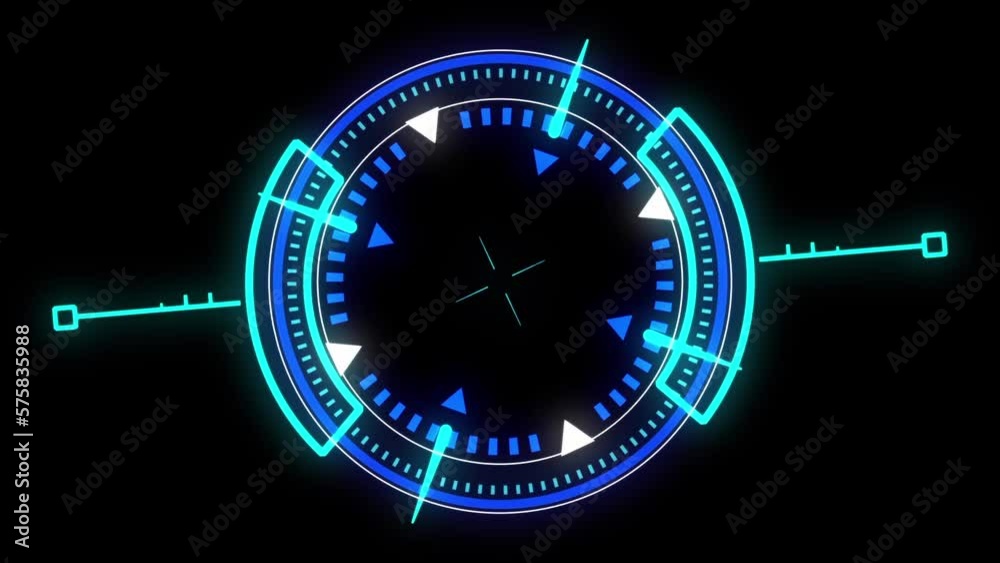 HUD Hologram circle rotation animation. Digital analyzing and loading ...