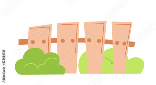 Wooden fence. Poster with fencing or balustrades for livestock and cattle grazing. Palisade gate. Farming, gardening and agriculture. Cartoon flat vector illustration isolated on white background