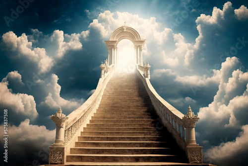 Religion background Stairway to Heaven Stairs in sky Generative AI © Лилия Захарчук