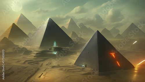 futuristic modern pyramid civilization, generative art by A.I.