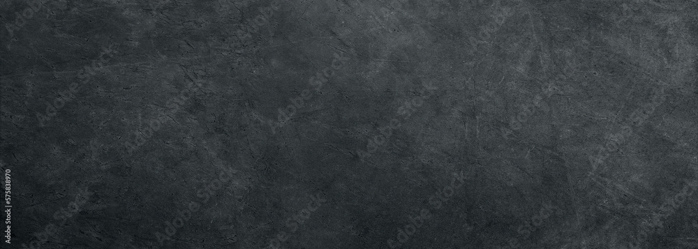 black white concrete wall , grunge stone texture , dark gray rock surface background panoramic wide banner - obrazy, fototapety, plakaty 