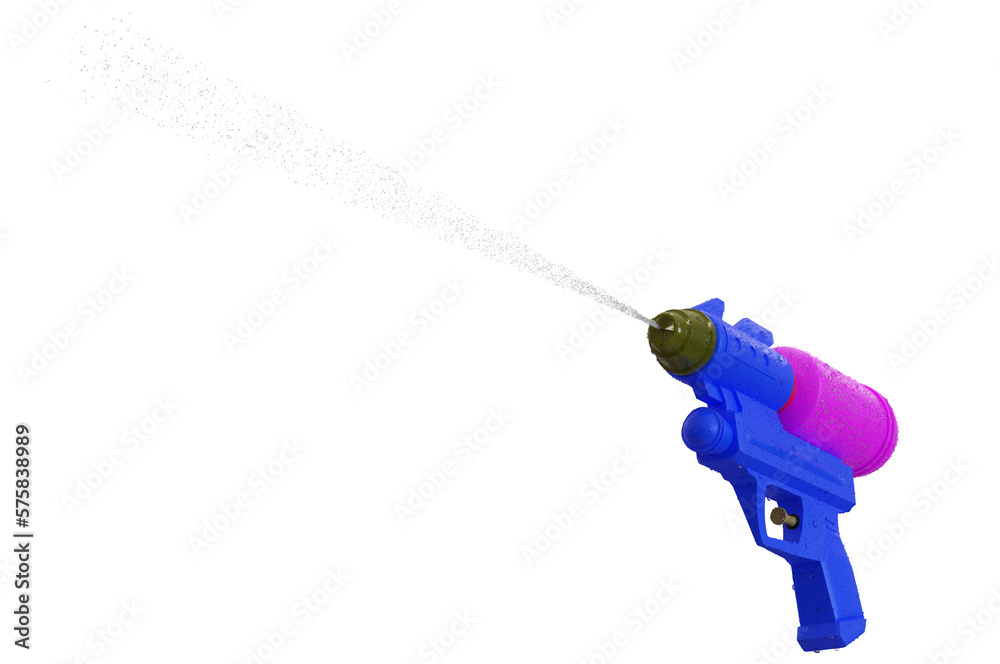 3D Illustration , Plastic water gun . Songkran festival