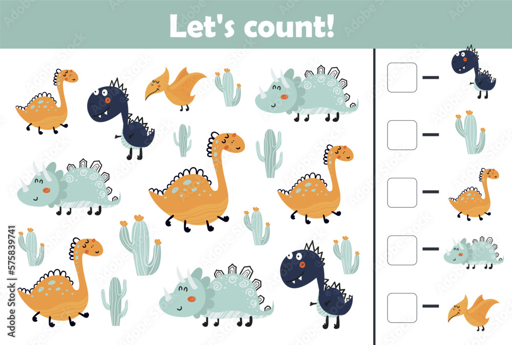 Counting game for kids, allows you to master math counting. Printable training sheet Counting game for kids, allows you to master math counting. Printable training sheet