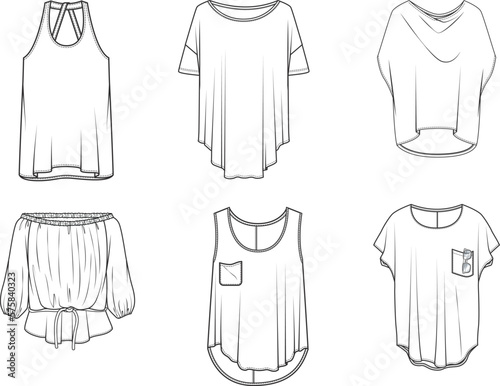 illustration of a set of clothes, top vectorel drawing