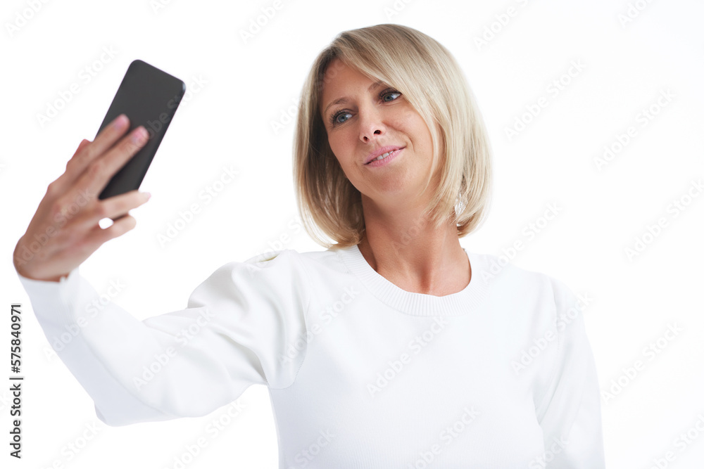 Picture of blonde woman over back isolated background with mobile phone Picture of blonde woman over back isolated background with mobile phone