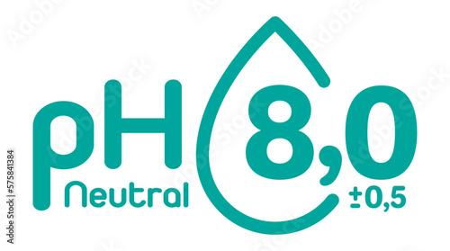 Water drop with sign ph 8.5. or Neutral pH icon